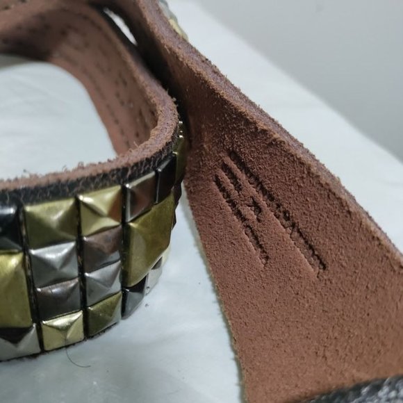 Studded Punk Y2K Brown Leather Jean Belt Rocker Goth Streetwear 90s XL U… - Picture 4 of 8